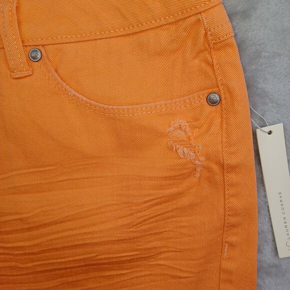 Lauren Conrad LC Cutoff Denim Shorts Womens Size 16 Peach 3" Mid Rise Distressed - Picture 5 of 11